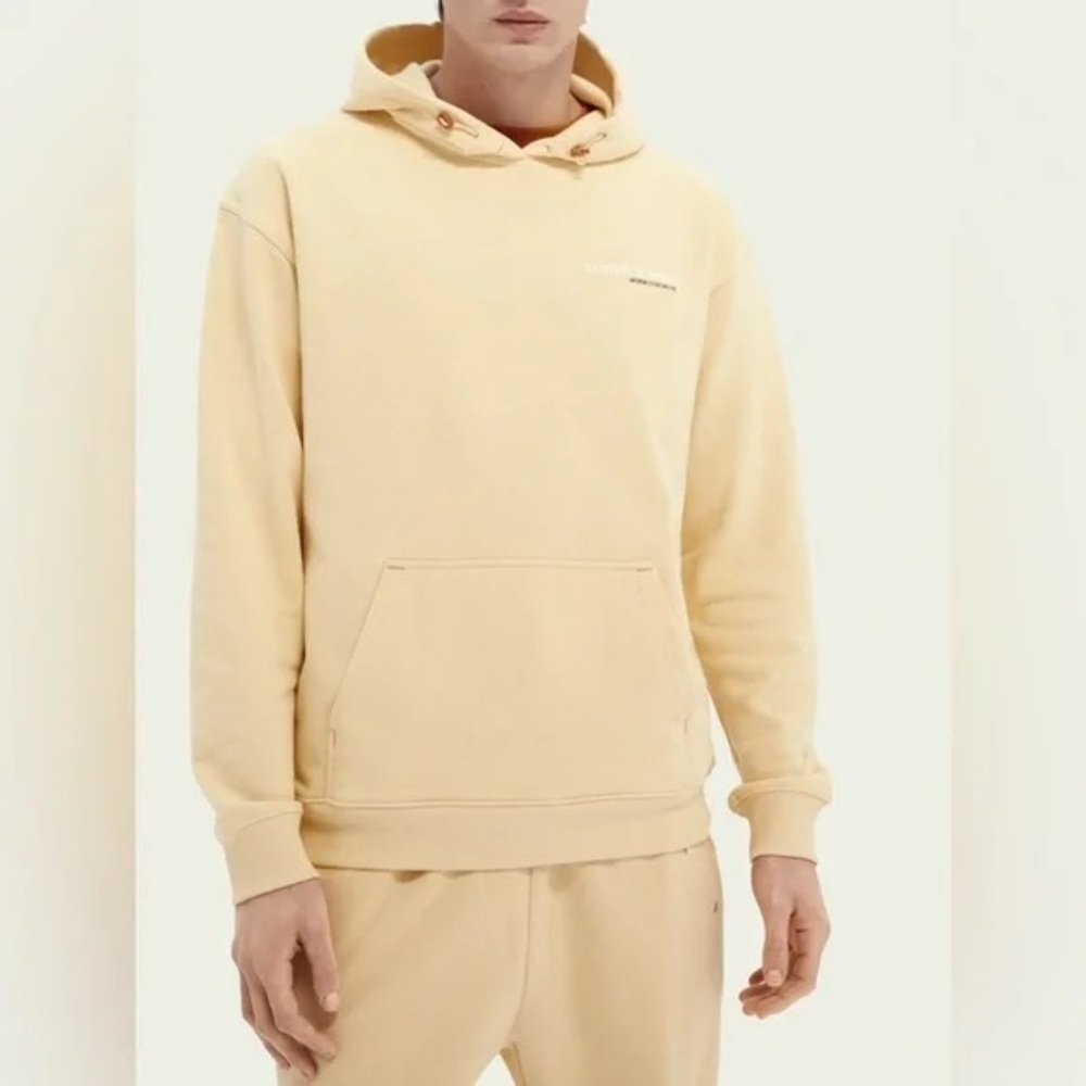 Scotch and Soda Unisex Organic Cotton Hoodie Pastel Yellow Small